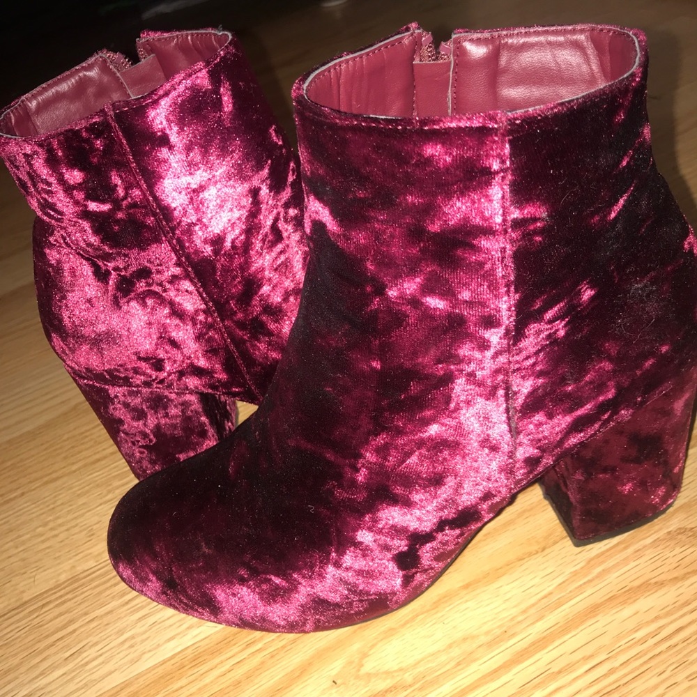 Red velvet booties